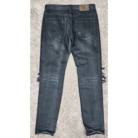 One X OneTeaspoon Free People Awesome Baggies Washed Black Destroyed Jeans 25 - Picture 6 of 9